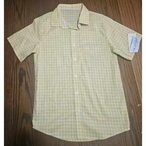 NEW Cat & Jack Youth Yellow Gingham Button Down Shirt